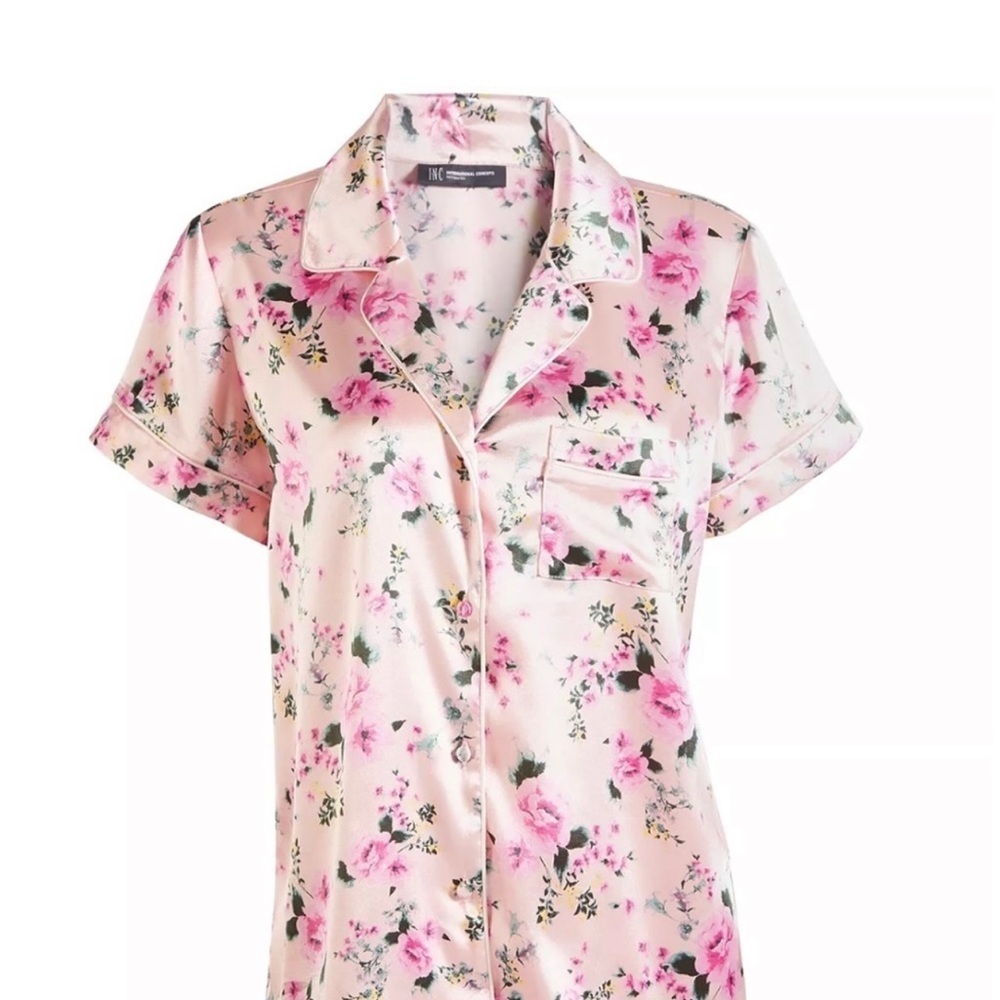 NWT INC Girl's Mommy & Me Matching Satin Notched Collar Top & Shorts Pajamas set